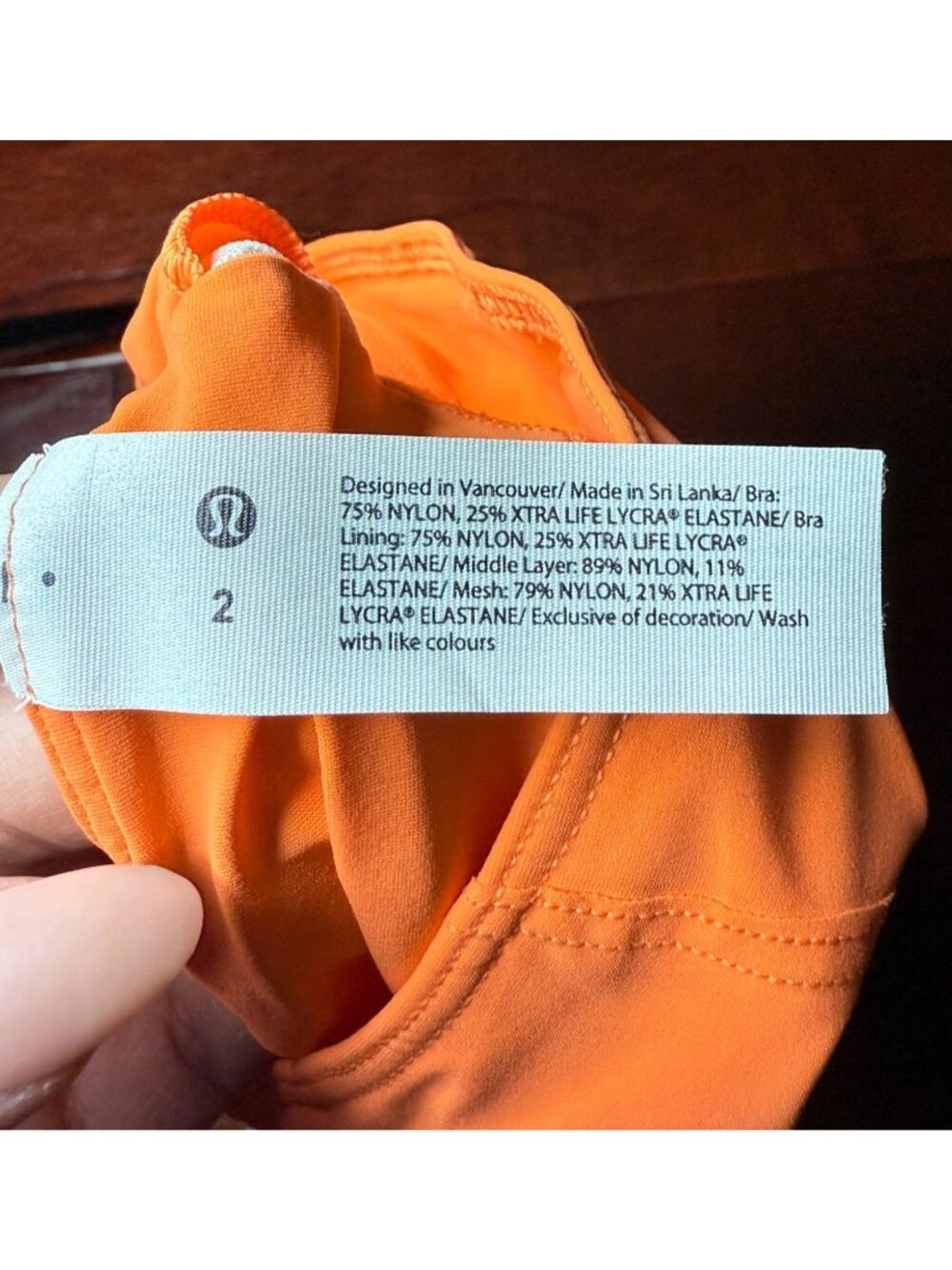 Lululemon Mesh-Back Train Bra Size 2 Medium Support, A/B Cup W2D30S Orange Frapp - Picture 9 of 13